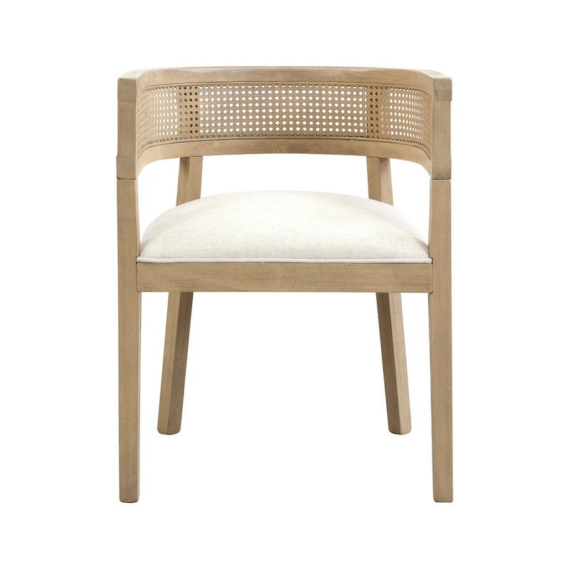 Chaises de salle à manger en bois d'hévéa de ferme avec dossier en cannage (Lot de 2)