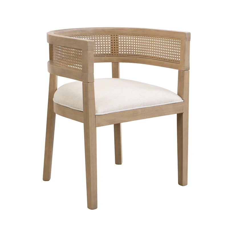 Chaises de salle à manger en bois d'hévéa de ferme avec dossier en cannage (Lot de 2)