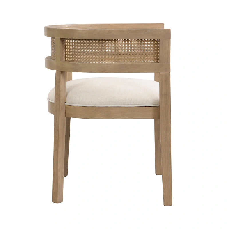 Chaises de salle à manger en bois d'hévéa de ferme avec dossier en cannage (Lot de 2)