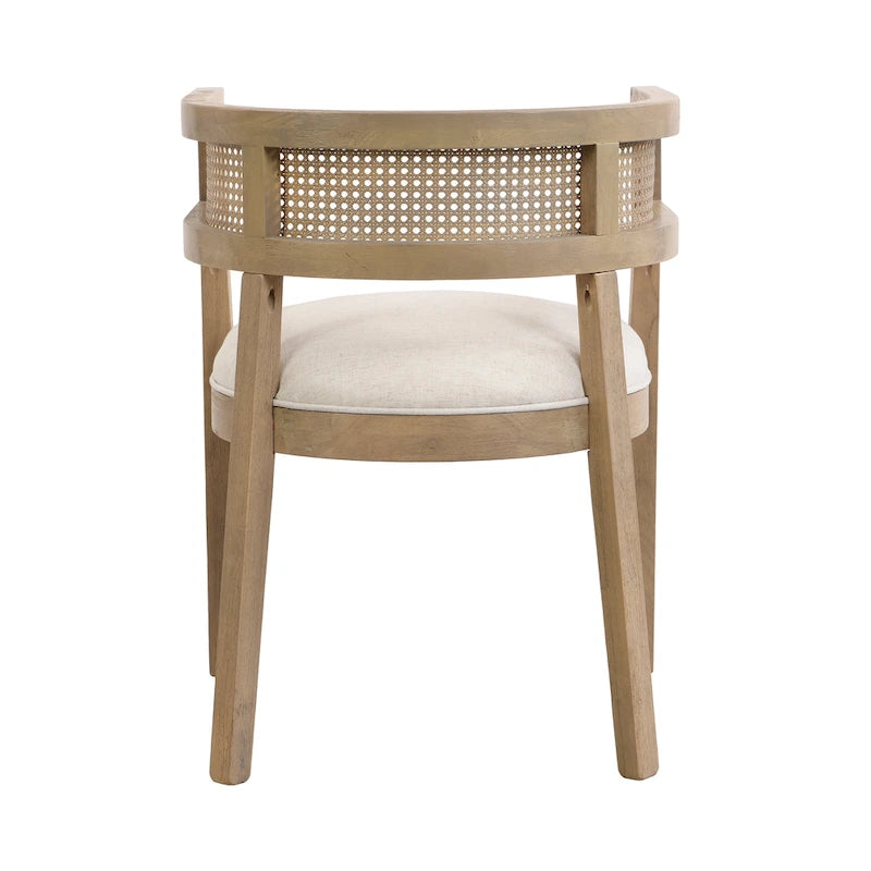 Chaises de salle à manger en bois d'hévéa de ferme avec dossier en cannage (Lot de 2)