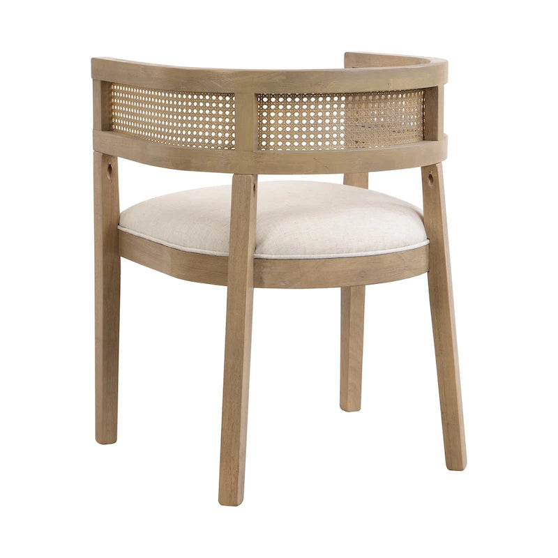 Chaises de salle à manger en bois d'hévéa de ferme avec dossier en cannage (Lot de 2)