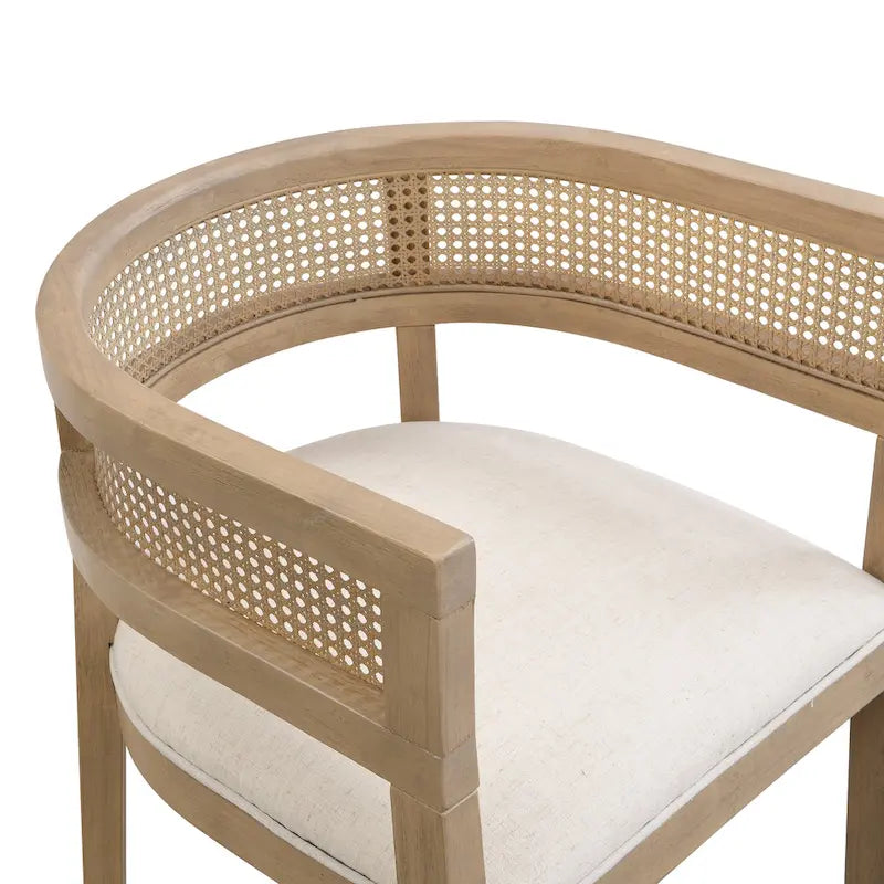 Chaises de salle à manger en bois d'hévéa de ferme avec dossier en cannage (Lot de 2)