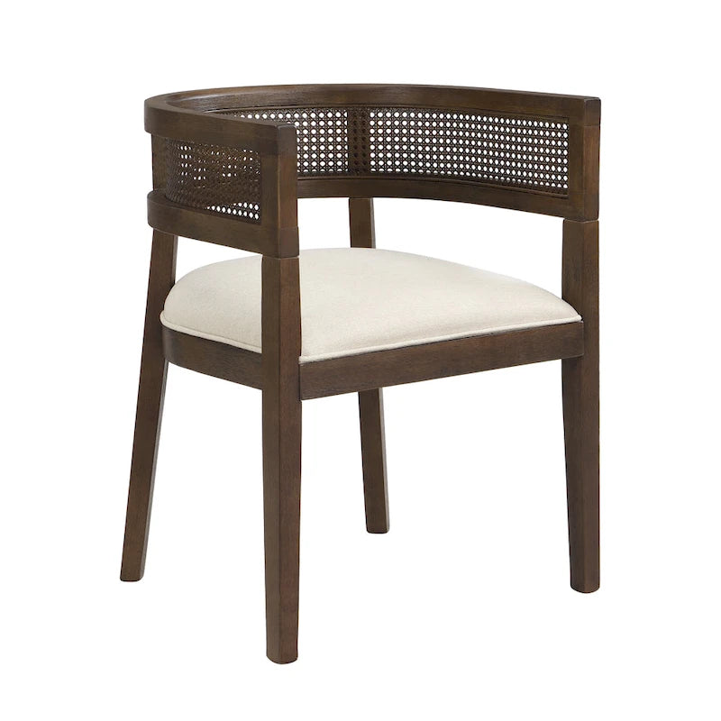 Chaises de salle à manger en bois d'hévéa de ferme avec dossier en cannage (Lot de 2)
