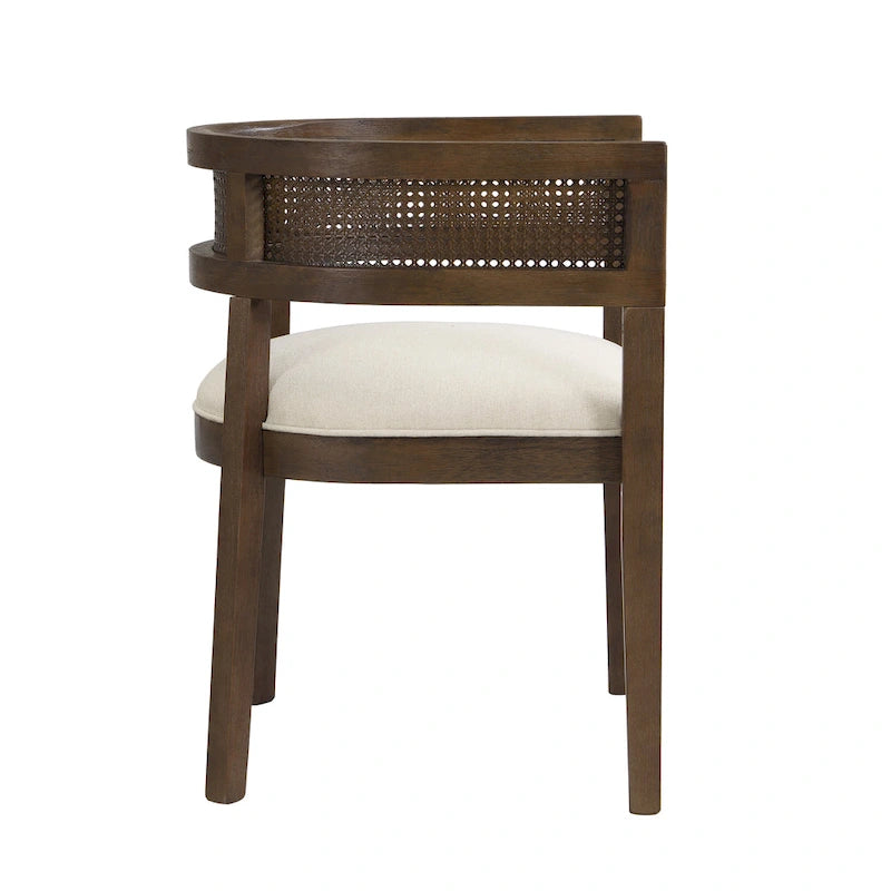 Chaises de salle à manger en bois d'hévéa de ferme avec dossier en cannage (Lot de 2)