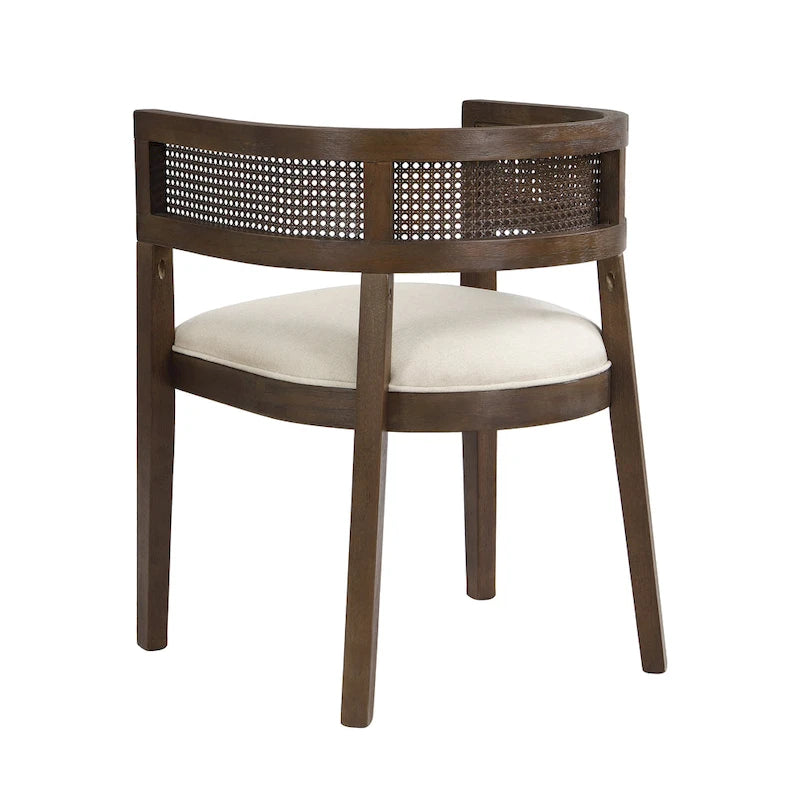 Chaises de salle à manger en bois d'hévéa de ferme avec dossier en cannage (Lot de 2)