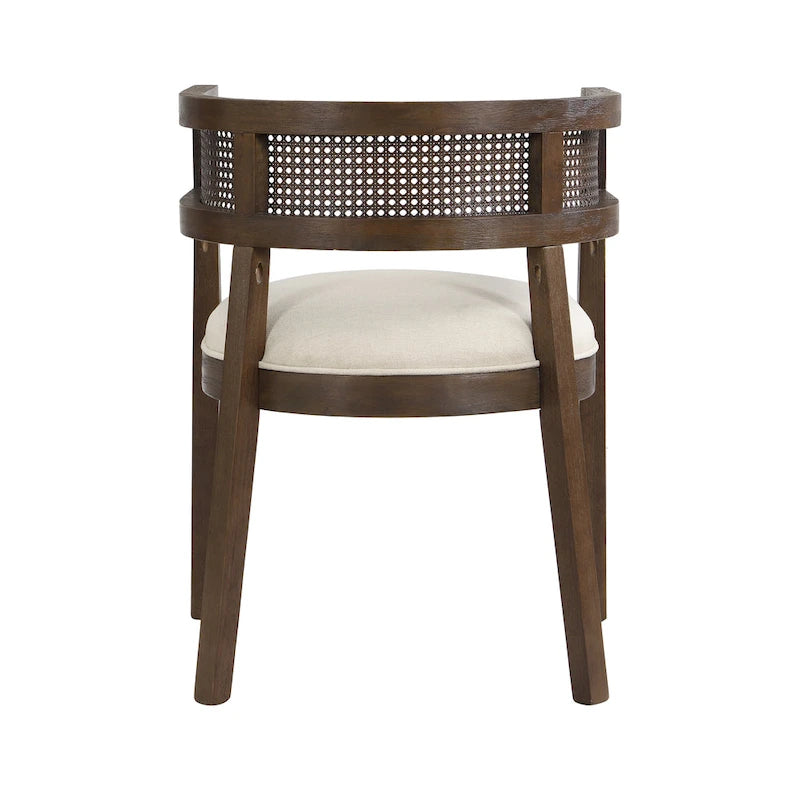 Chaises de salle à manger en bois d'hévéa de ferme avec dossier en cannage (Lot de 2)