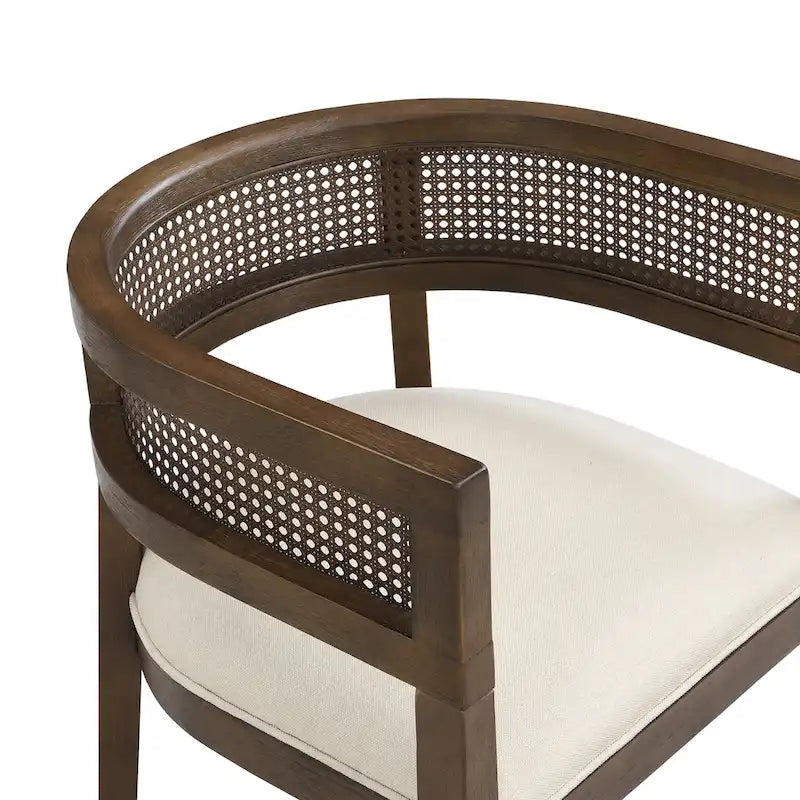 Chaises de salle à manger en bois d'hévéa de ferme avec dossier en cannage (Lot de 2)