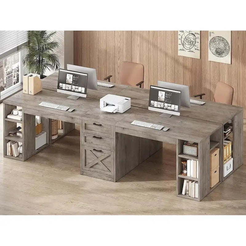 Bureau informatique 96,5 cm 3 tiroirs pour bureau à domicile 8 étagères ouvertes