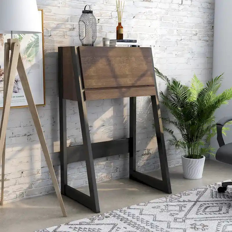 Bureau informatique compact en bois de 26 pouces, contemporain