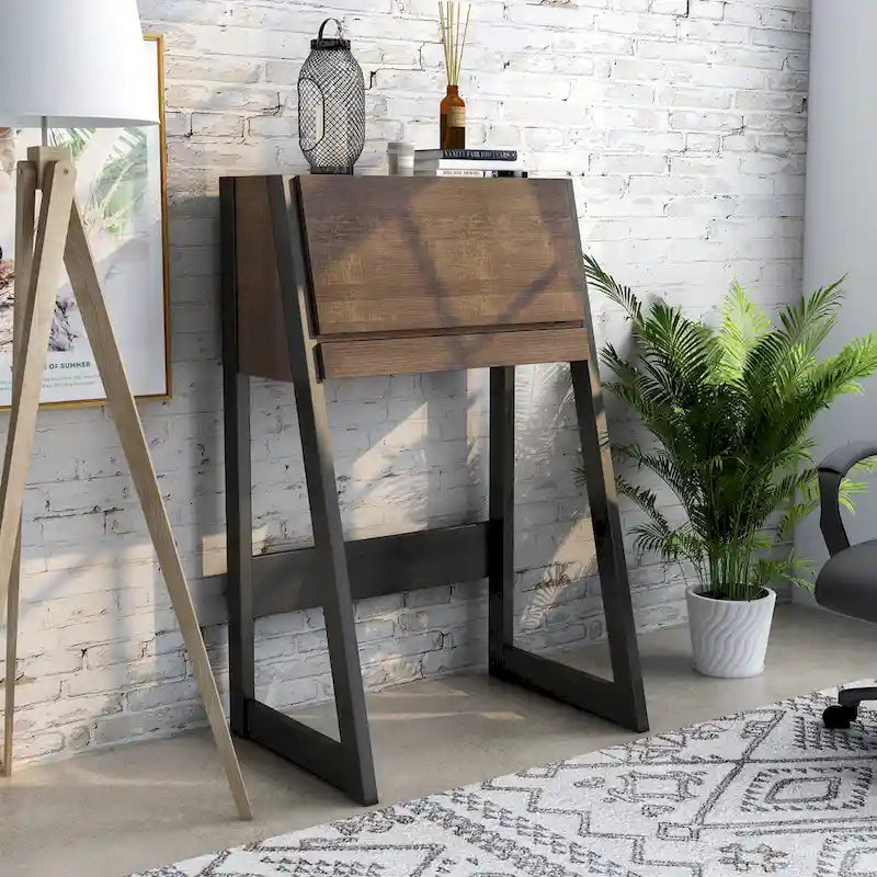 Bureau informatique compact en bois de 26 pouces, contemporain