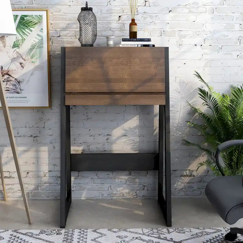 Bureau informatique compact en bois de 26 pouces, contemporain