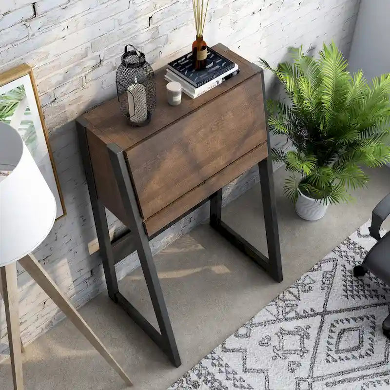 Bureau informatique compact en bois de 26 pouces, contemporain