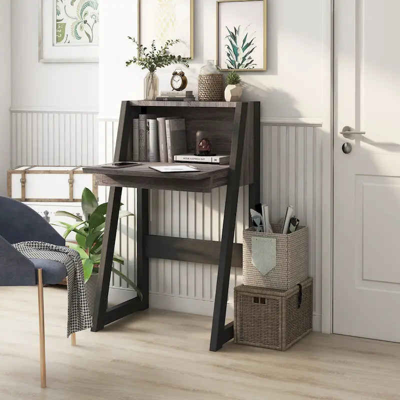Bureau informatique compact en bois de 26 pouces, contemporain