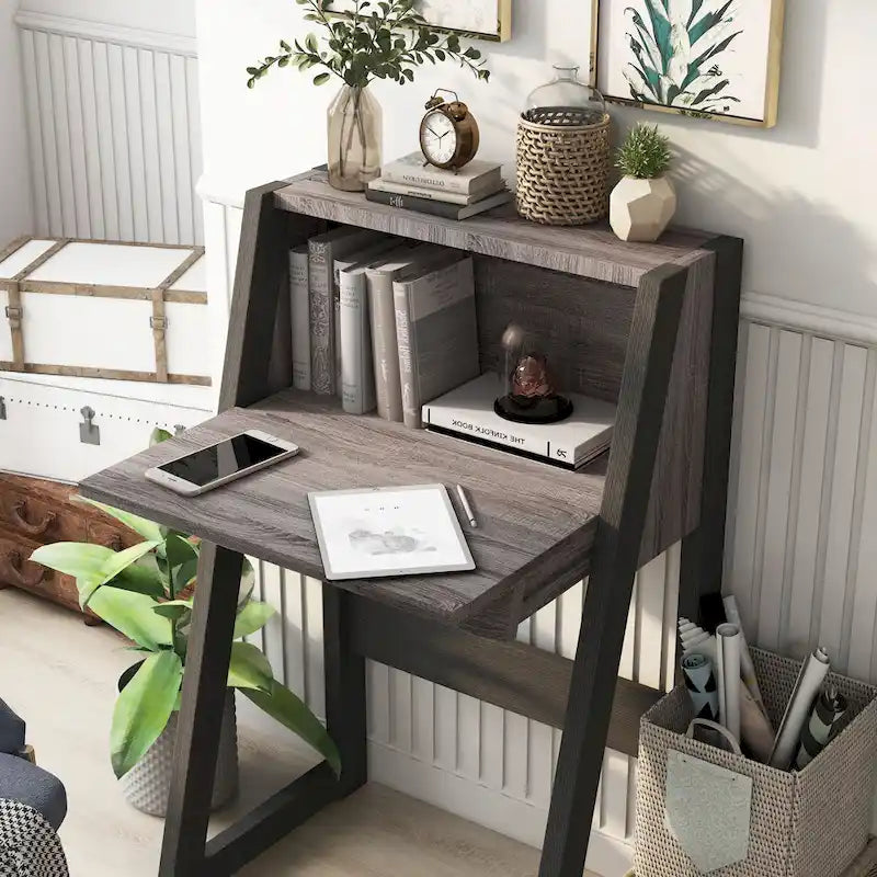 Bureau informatique compact en bois de 26 pouces, contemporain