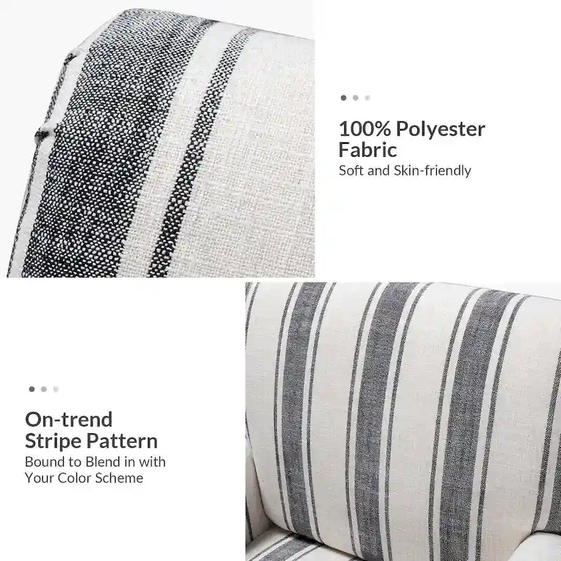 Fauteuil d'appoint rayé classique et contemporain avec pieds tournés