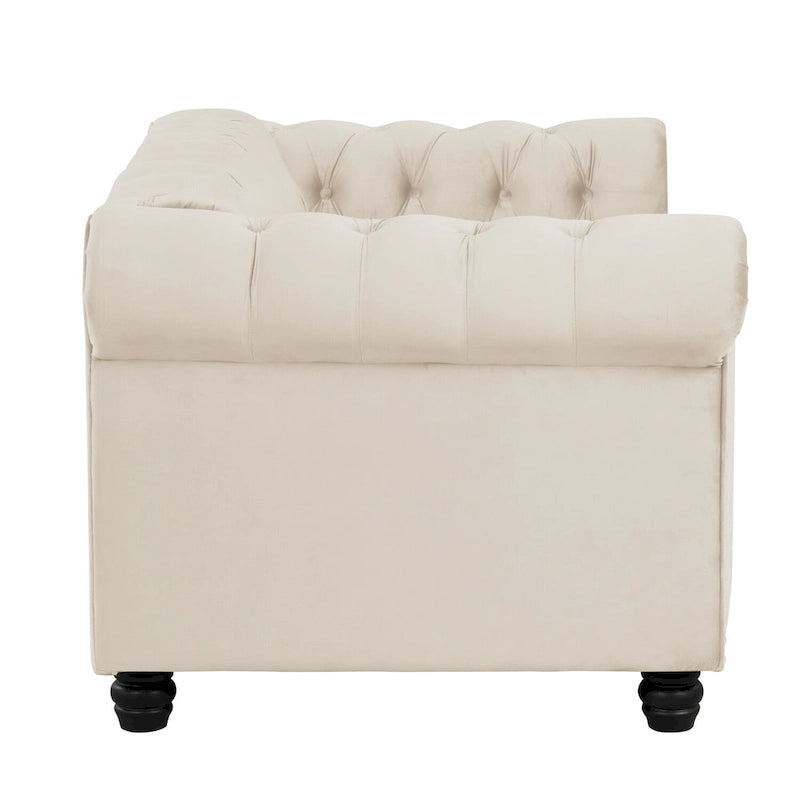 Ensemble causeuse et canapé Chesterfield classiques en velours capitonné (2 pièces) avec clous décoratifs