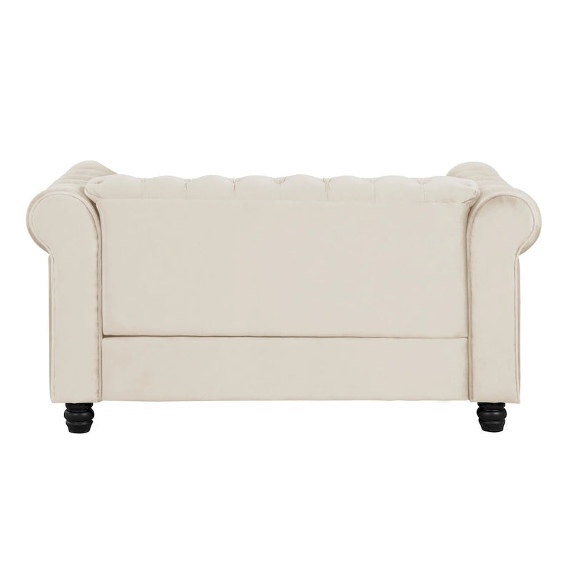 Ensemble causeuse et canapé Chesterfield classiques en velours capitonné (2 pièces) avec clous décoratifs