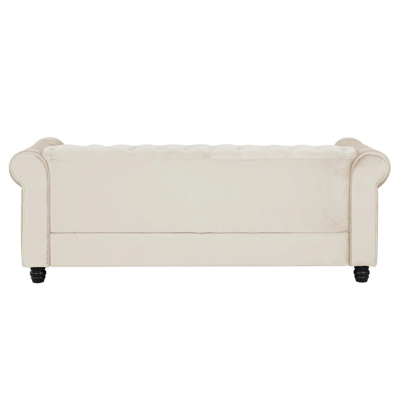 Ensemble causeuse et canapé Chesterfield classiques en velours capitonné (2 pièces) avec clous décoratifs