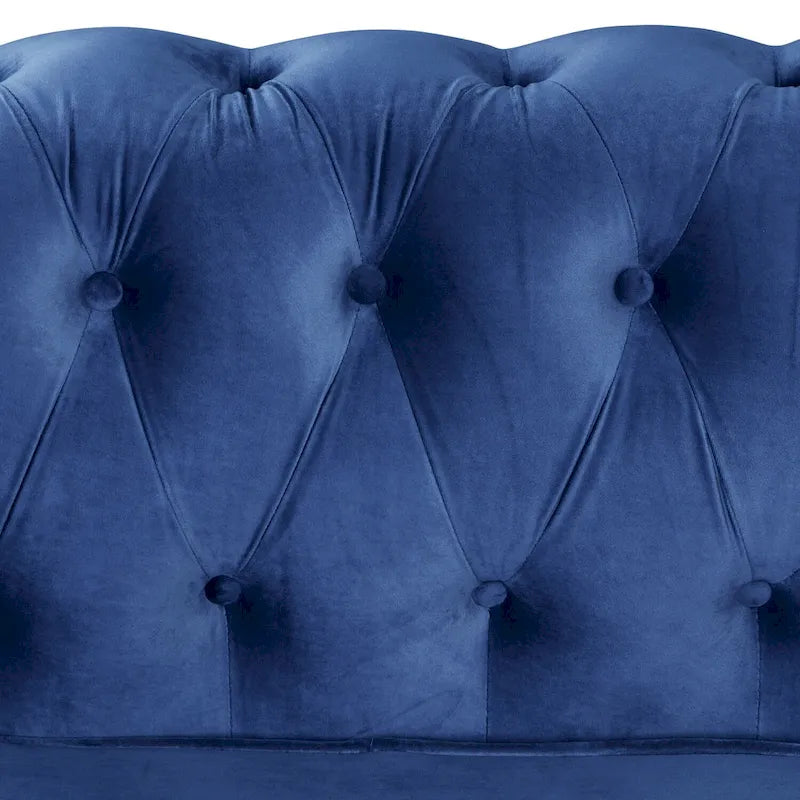 Ensemble causeuse et canapé Chesterfield classiques en velours capitonné (2 pièces) avec clous décoratifs