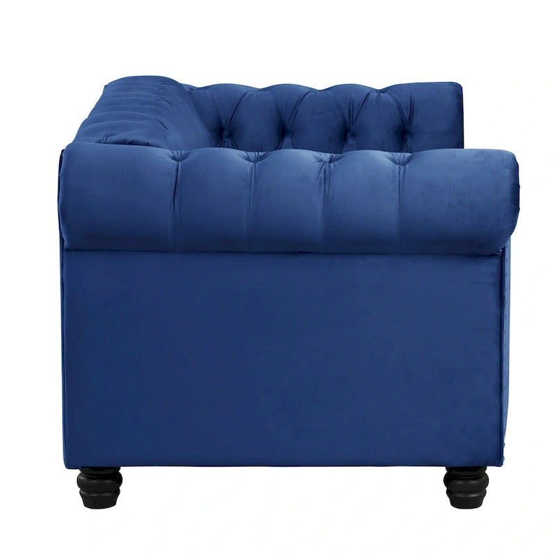 Ensemble causeuse et canapé Chesterfield classiques en velours capitonné (2 pièces) avec clous décoratifs