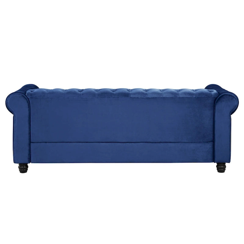 Ensemble causeuse et canapé Chesterfield classiques en velours capitonné (2 pièces) avec clous décoratifs