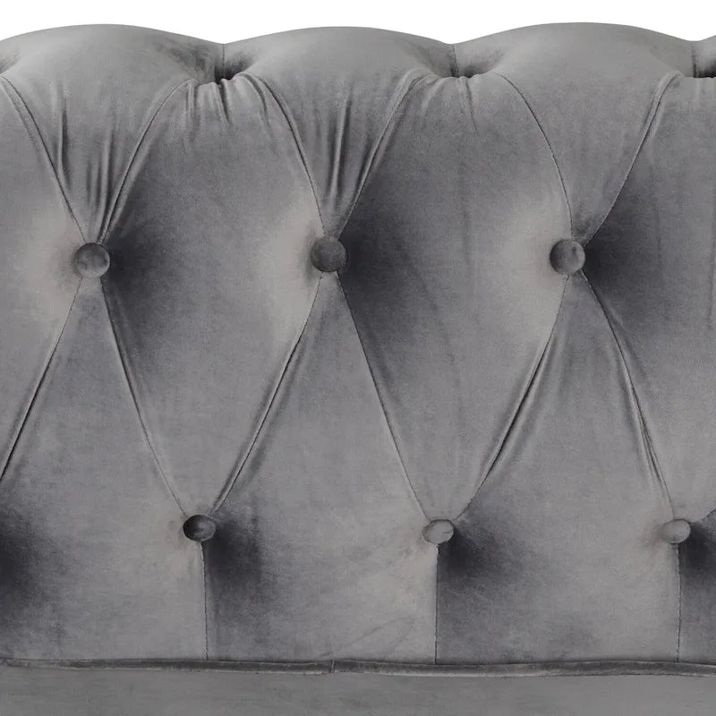 Ensemble causeuse et canapé Chesterfield classiques en velours capitonné (2 pièces) avec clous décoratifs