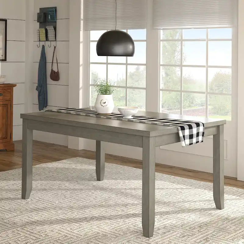 Table à manger rectangulaire en bois massif avec deux tiroirs