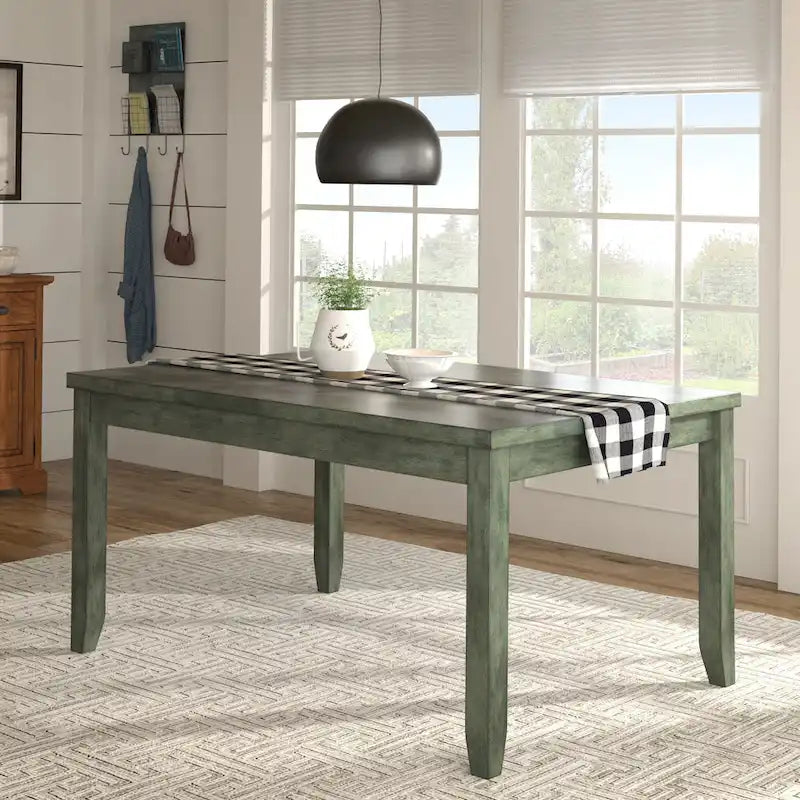 Table à manger rectangulaire en bois massif avec deux tiroirs