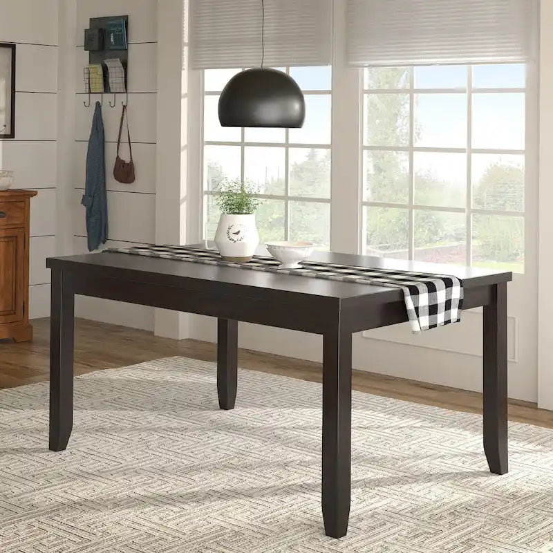 Table à manger rectangulaire en bois massif avec deux tiroirs