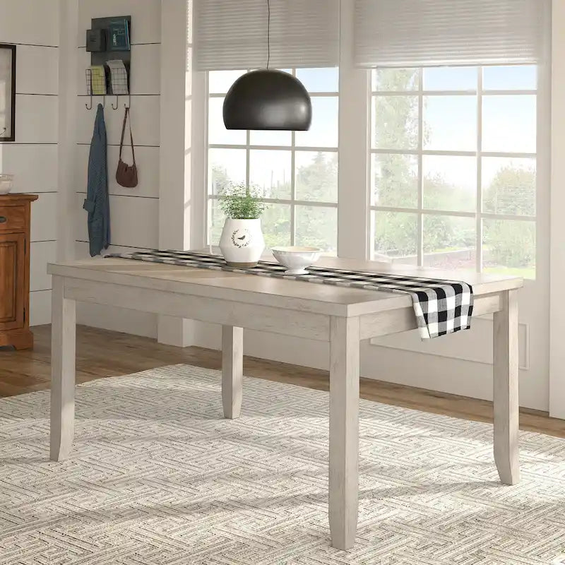 Table à manger rectangulaire en bois massif avec deux tiroirs