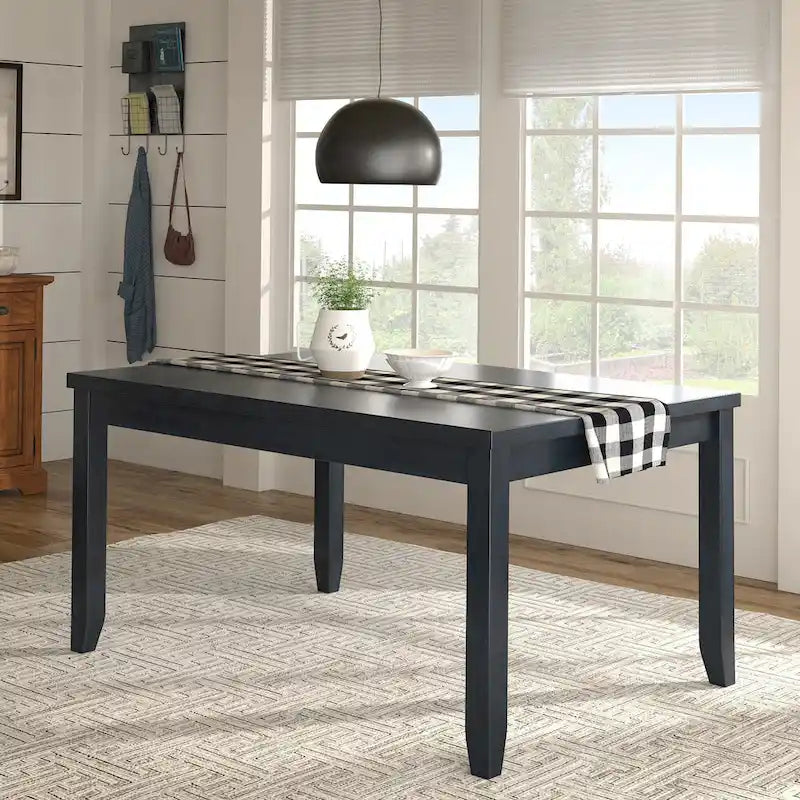 Table à manger rectangulaire en bois massif avec deux tiroirs
