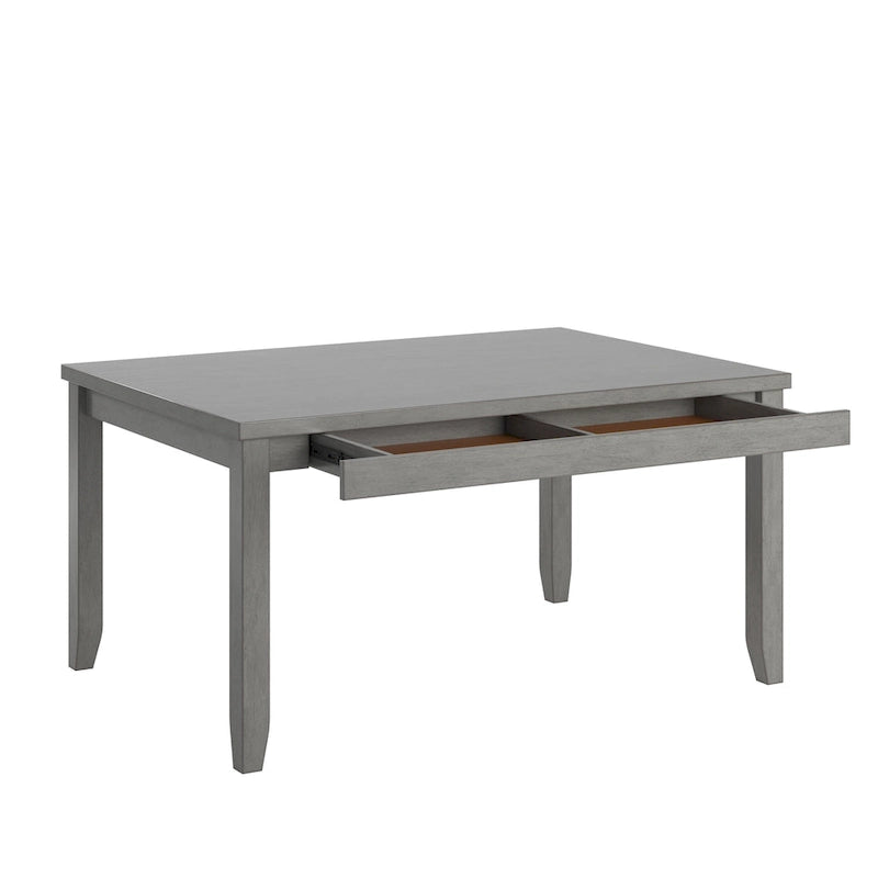 Table à manger rectangulaire en bois massif avec deux tiroirs