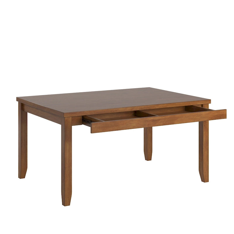 Table à manger rectangulaire en bois massif avec deux tiroirs