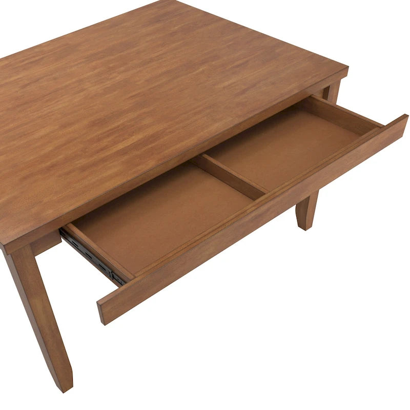 Table à manger rectangulaire en bois massif avec deux tiroirs
