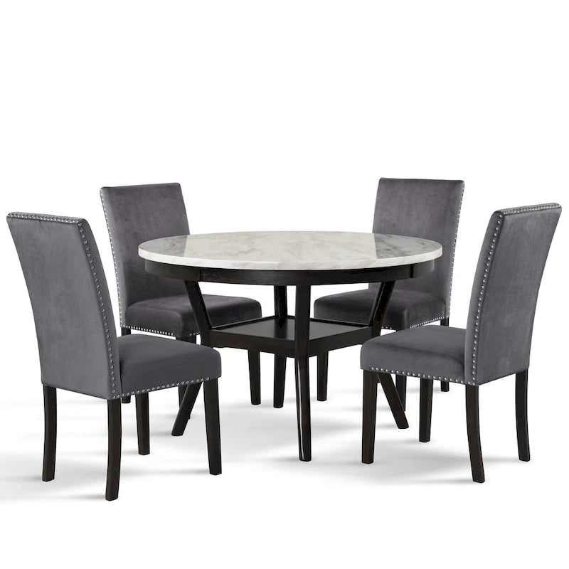 Ensemble de salle à manger rond 5 pièces Reginald