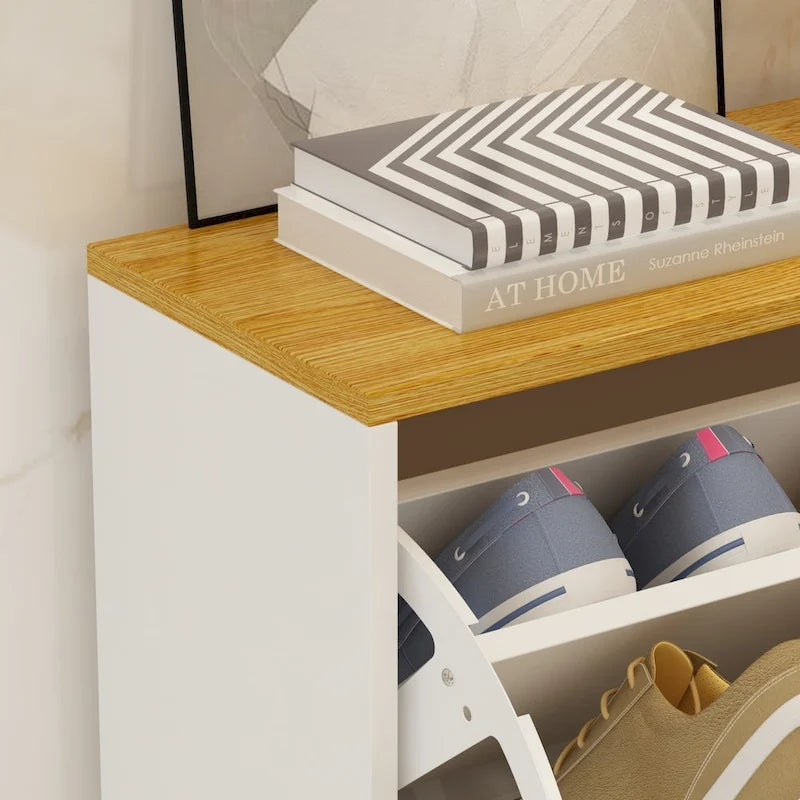 Meuble de rangement pour 24 paires de chaussures avec 3 tiroirs basculants Blanc par