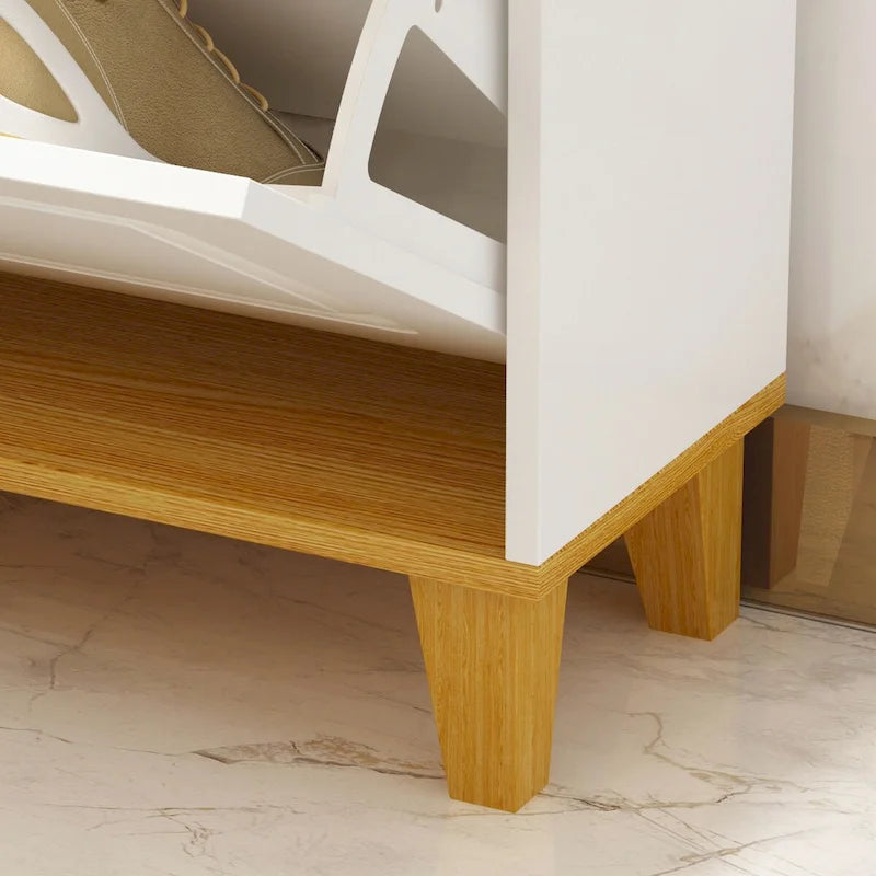 Meuble de rangement pour 24 paires de chaussures avec 3 tiroirs basculants Blanc par