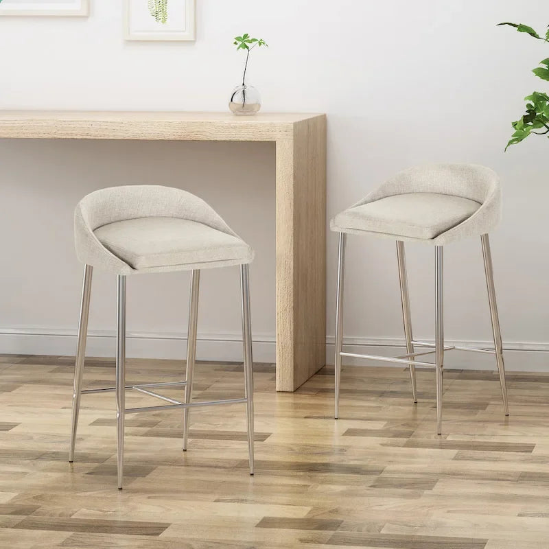 Bandini Modern Upholstered Counter Stools with Chrome Legs (Set of 2) by Christopher Knight Home