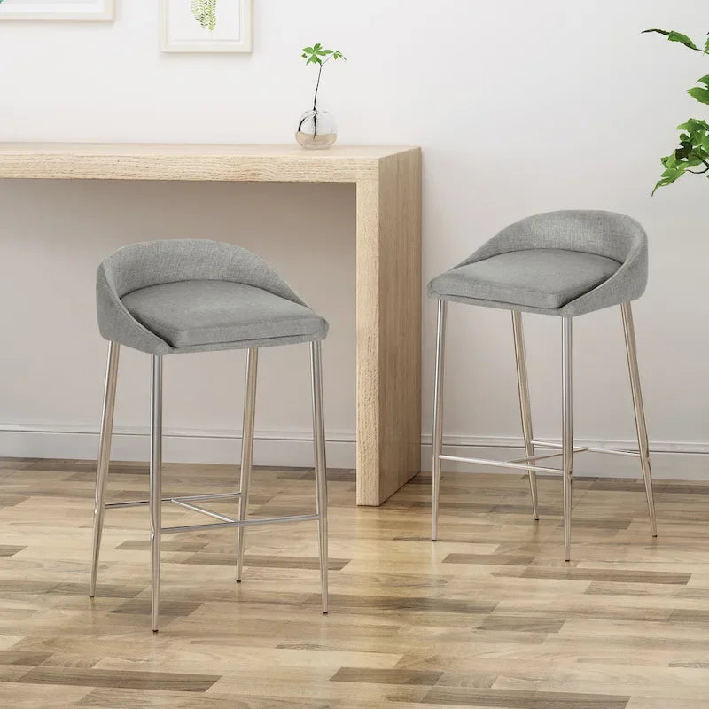 Tabourets de comptoir modernes rembourrés avec pieds chromés (ensemble de 2)