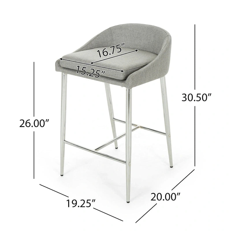 Tabourets de comptoir modernes rembourrés avec pieds chromés (ensemble de 2)