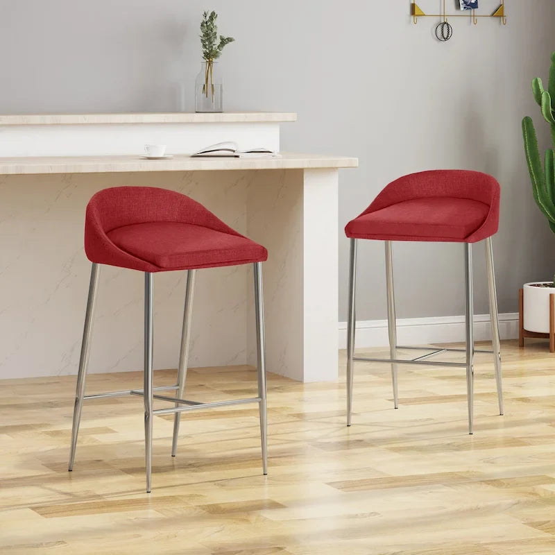 Tabourets de comptoir modernes rembourrés avec pieds chromés (ensemble de 2)