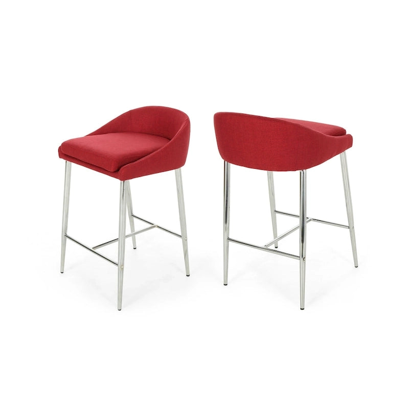 Tabourets de comptoir modernes rembourrés avec pieds chromés (ensemble de 2)