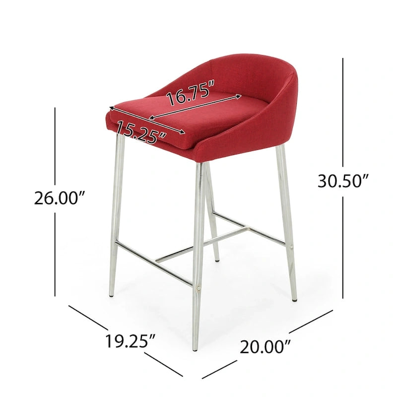 Tabourets de comptoir modernes rembourrés avec pieds chromés (ensemble de 2)