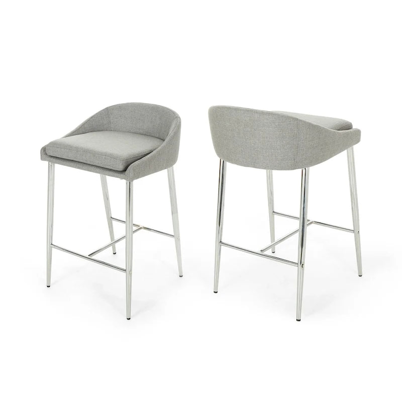 Tabourets de comptoir modernes rembourrés avec pieds chromés (ensemble de 2)