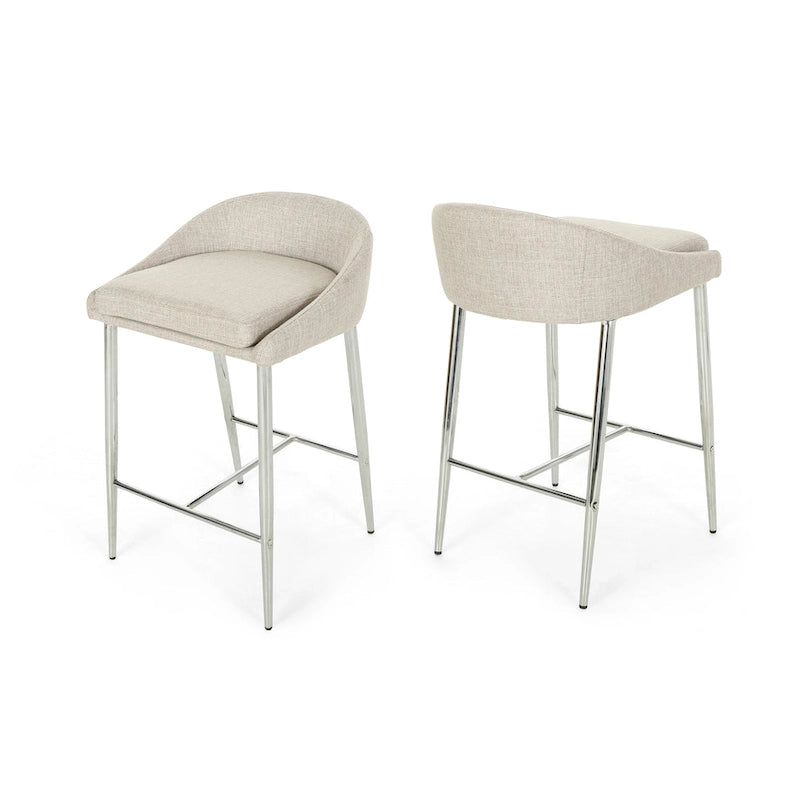Tabourets de comptoir modernes rembourrés avec pieds chromés (ensemble de 2)