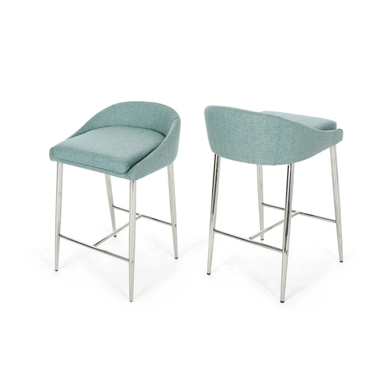 Tabourets de comptoir modernes rembourrés avec pieds chromés (ensemble de 2)