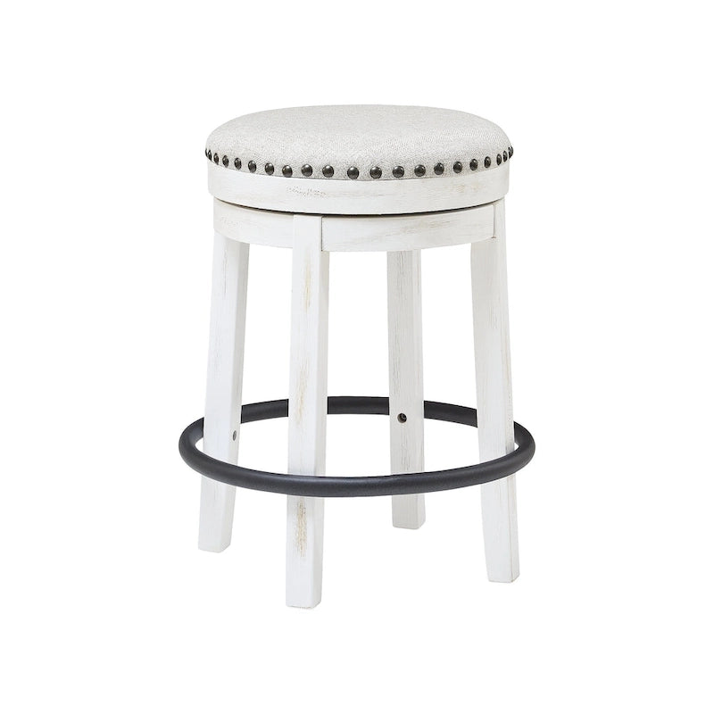 Tabouret de bar pivotant rustique-industriel avec garniture cloutée