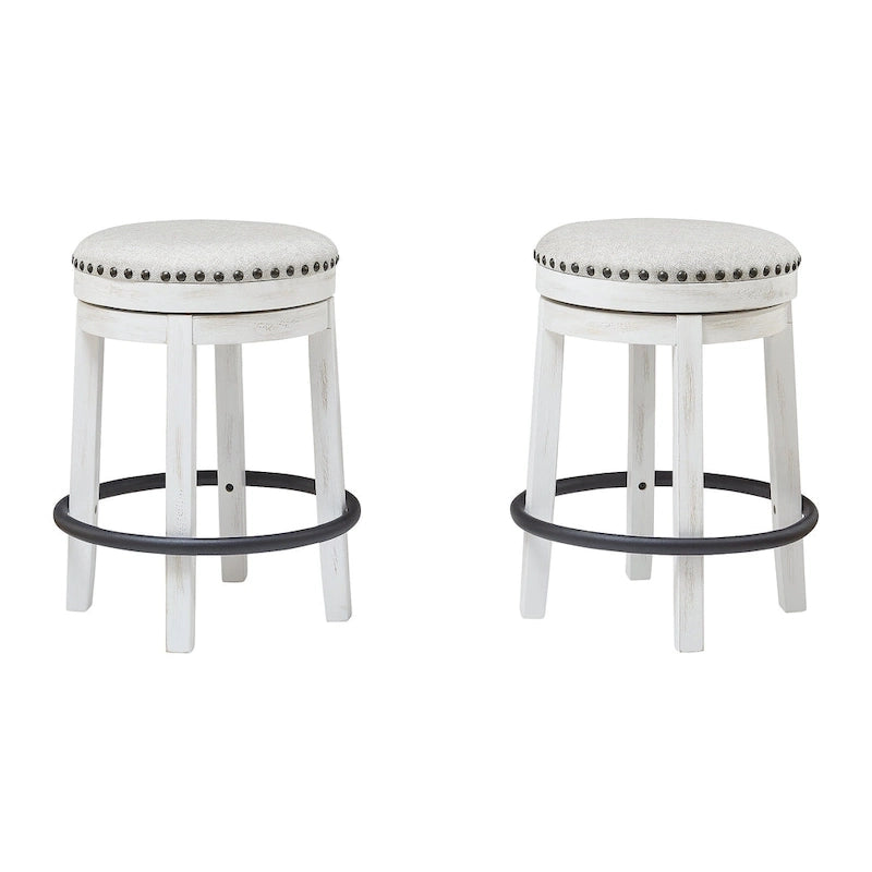 Tabouret de bar pivotant rustique-industriel avec garniture cloutée