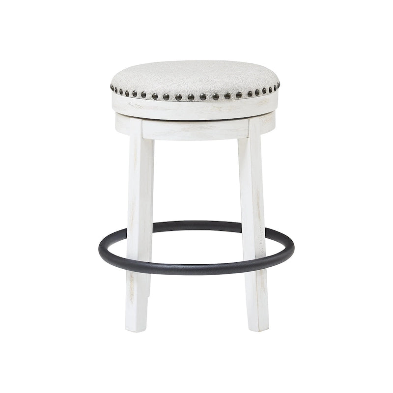Tabouret de bar pivotant rustique-industriel avec garniture cloutée