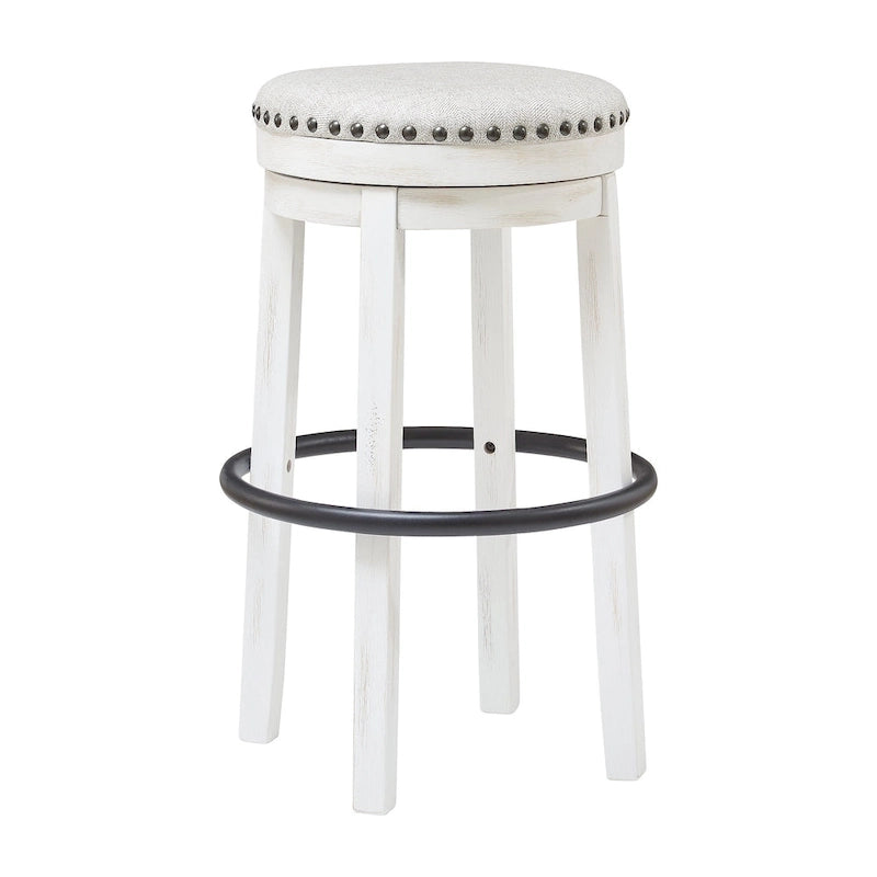 Tabouret de bar pivotant rustique-industriel avec garniture cloutée